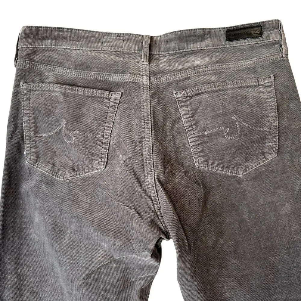 AG Adriano Goldschmied Women's Stevie Ankle Straight Leg Gray Corduroy Pants- 31